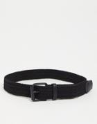 Asos Design Slim Woven Belt In Black With Matte Roller Buckle
