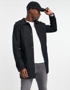 Only & Sons Single Breasted Trench In Black