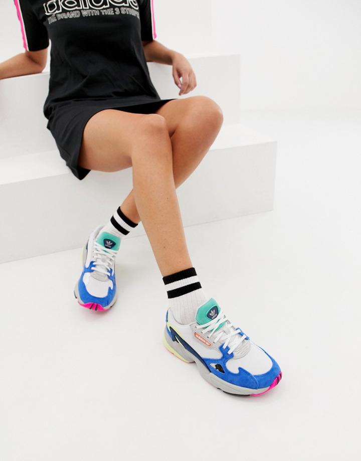 Adidas Originals Falcon Sneaker In White Multi - White