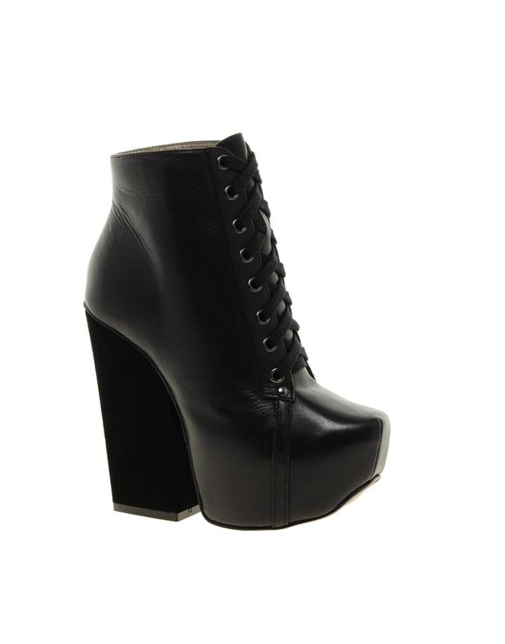 Shellys Komendova Black Platform Heeled Ankle Boots