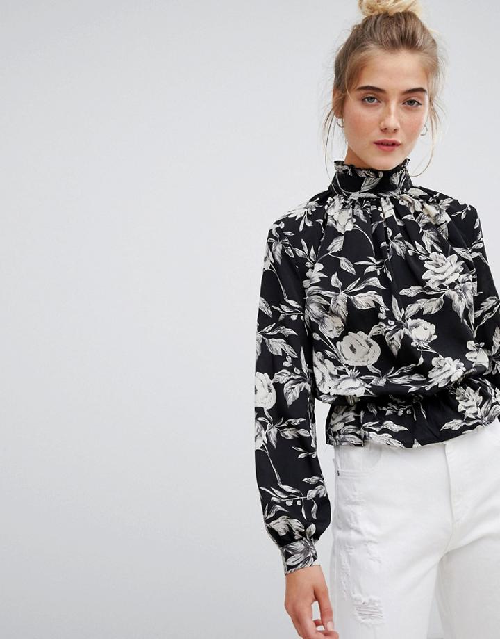 Parisian High Neck Floral Blouse-multi