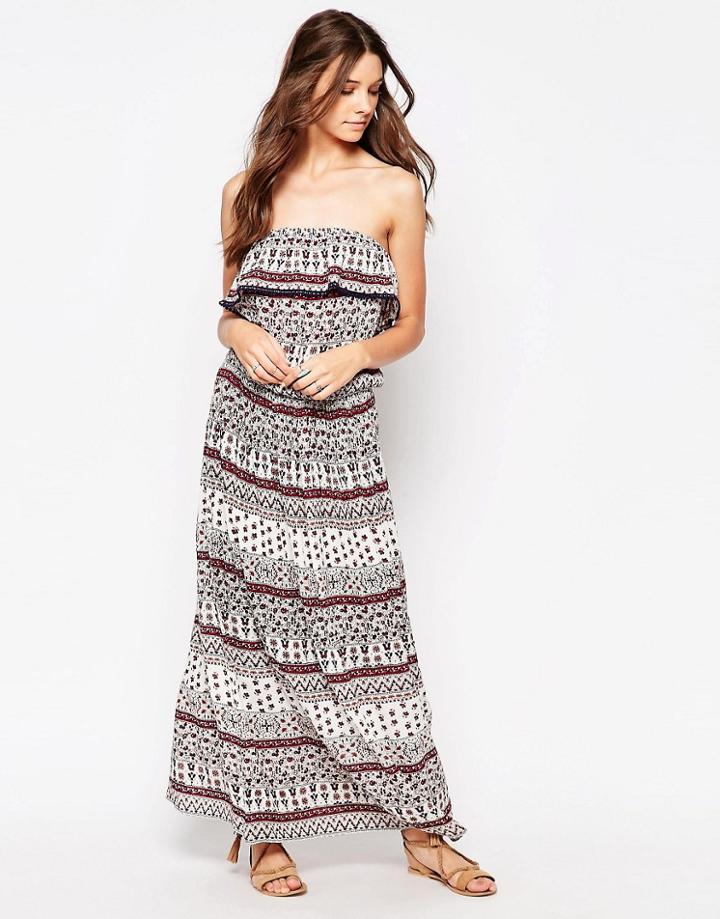 Diya Bandeau Maxi Dress In Scarf Print - Multi