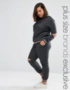 One Day Plus Metallic Ribbed Jogger With Cutout Knee - Multi