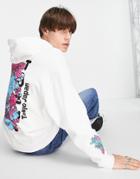 Asos Design Oversized Hoodie In White With Multi Placement Koi Prints