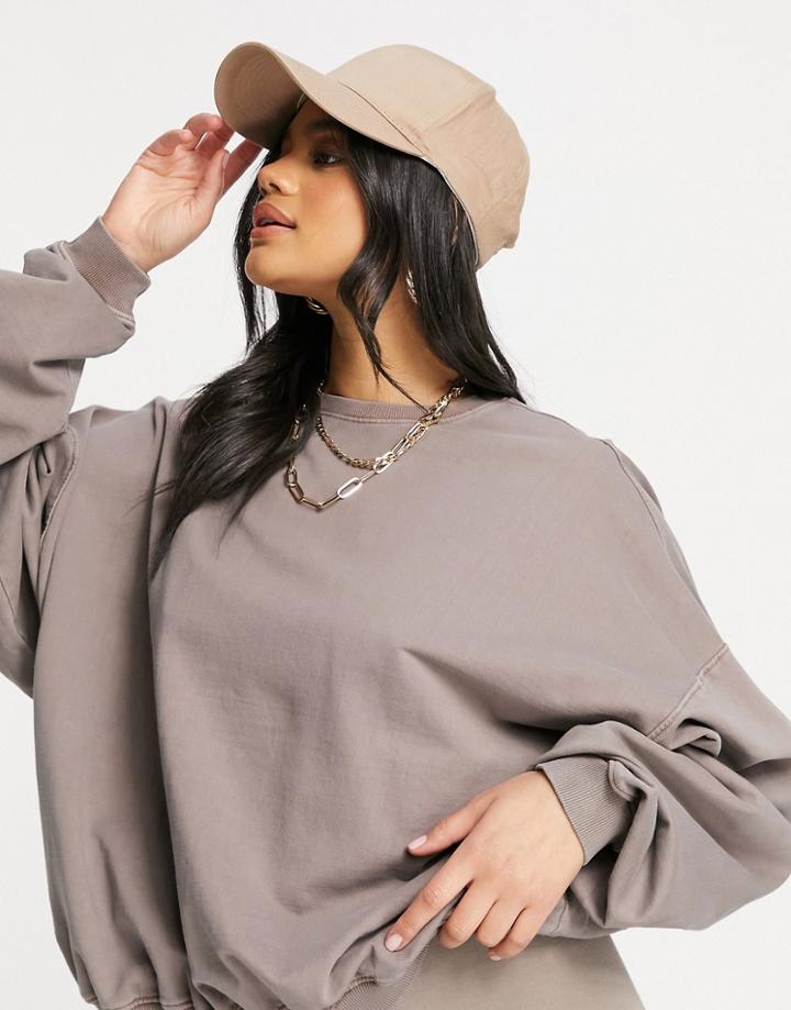 Asos Design Natural Dye Oversized Sweatshirt In Washed Brown