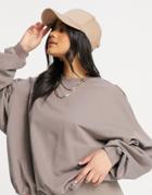 Asos Design Natural Dye Oversized Sweatshirt In Washed Brown