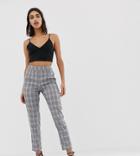 Missguided Slim Pants In Gray Check - Gray