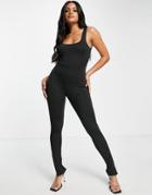 Love & Other Things Split Leg Jumpsuit In Black