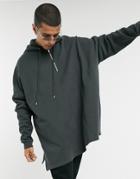 Asos Design Extreme Oversized Hoodie With Half Zip In Washed Black