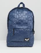 Brave Soul Quilted Backpack With Front Pocket - Blue