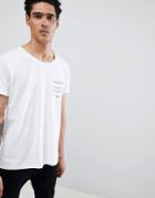 Esprit T-shirt With Zigzag Stripe Pocket - White