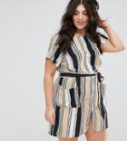 Ax Paris Plus Stripe Shift Dress With Belt - Multi