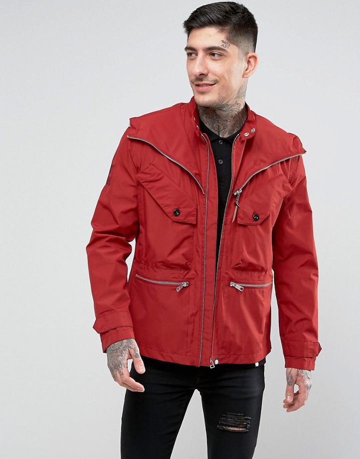 Pretty Green Capella Seam Sealed Jacket In Red - Red