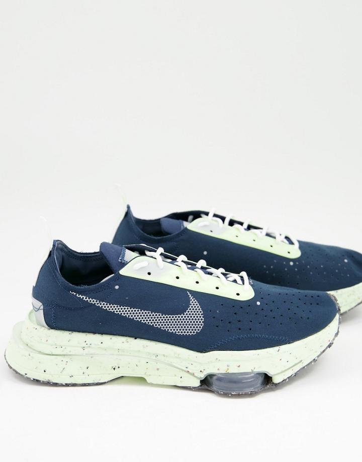 Nike Air Zoom-type Crater Sneakers In Armory Navy/lemon-green