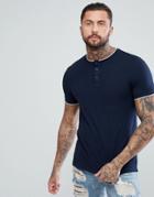 Asos Design Pique Grandad T-shirt With Contrast Cuff And Neck - Multi