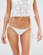 Blue Life Bridal Tie Side Bikini Bottom - White