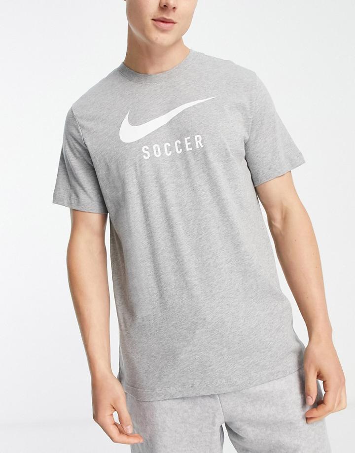 Nike Soccer Swoosh Logo T-shirt In Gray Heather