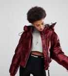 Ivy Park High Shine Padded Coat In Burgundy - Red