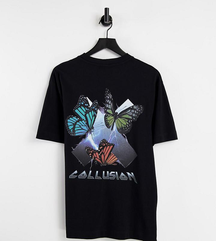Collusion Butterfly Graphic T-shirt In Black