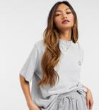 Damson Madder Recycled Polycotton Oversized T-shirt With Chest Logo-grey