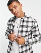 River Island Rr Large Check Shirt In Ecru-neutral