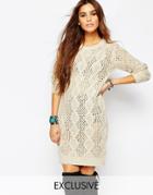Stitch & Pieces Cable Knitted Dress - Cream