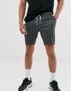 Asos Design Jersey Skinny Shorts In Pinstripe-gray