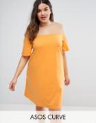 Asos Curve Boho Off Shoulder Dress - Orange