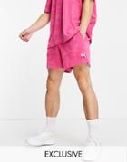 Puma Skate Towelling Shorts In Pink Exclusive To Asos