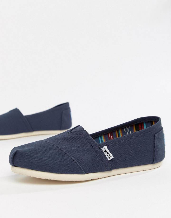 Toms Classic Navy Canvas Shoes-blue