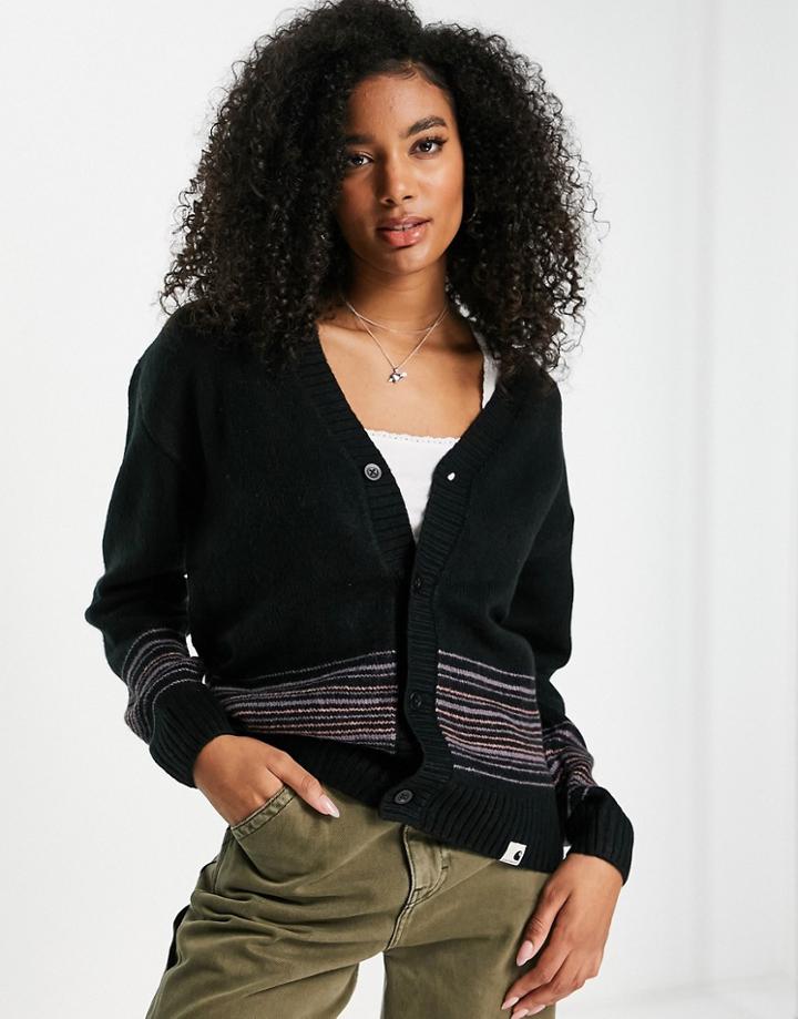 Carhartt Wip Relaxed Button Up Cardigan In Stripe-black