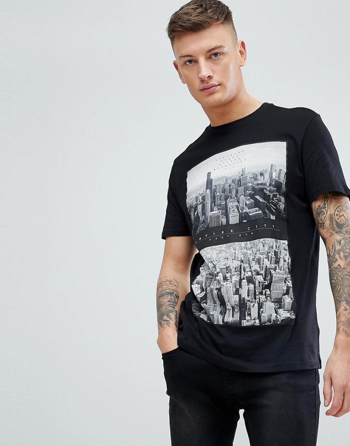 New Look T-shirt With Empire City Print In Black - Black