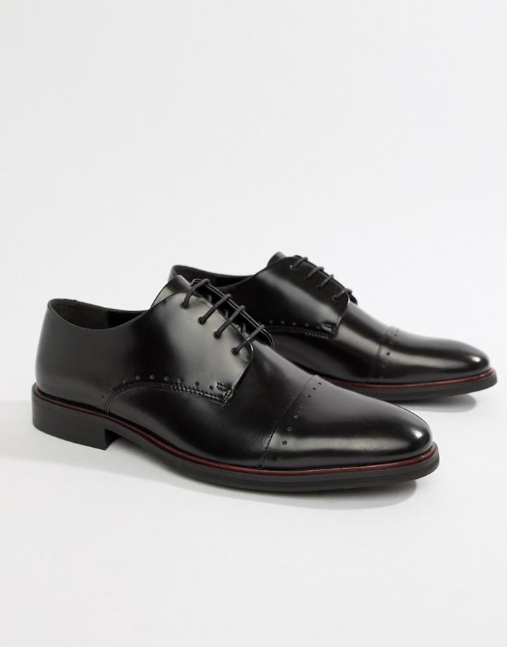Silver Street Punched Toe Cap Shoe In Black - Black