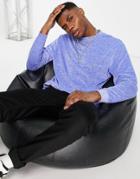 Asos Design Relaxed Long Sleeve T-shirt In Blue Velour Heather-blues