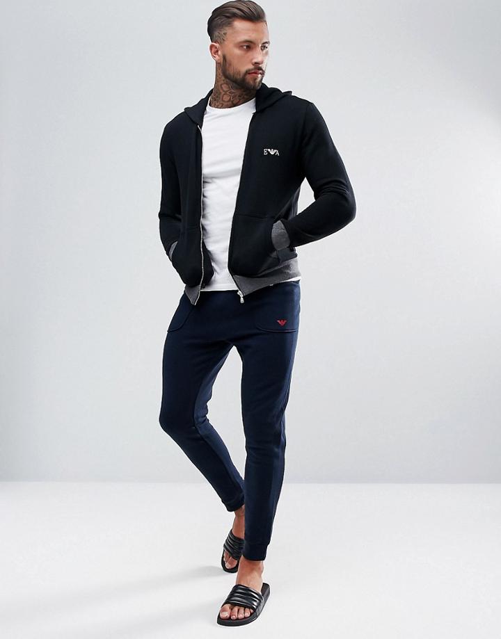 Emporio Armani Logo Slim Fit Cuffed Sweatpants In Navy - Navy