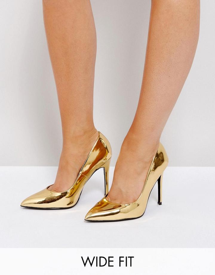 Asos Paris Wide Fit Pointed Heels - Gold