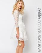 Chi Chi London Petite Sequin Embellished Plunge Back Prom Dress - White