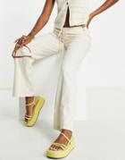 Pull & Bear Wide Leg Linen Pants In White