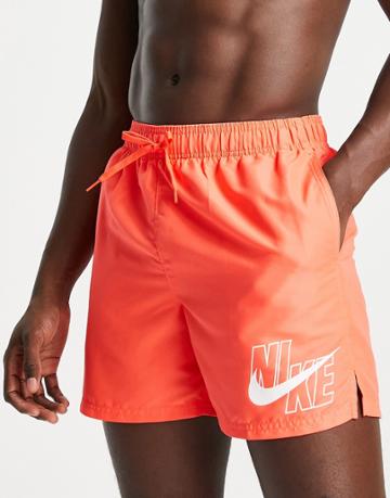 Nike Swimming Large Logo Swim Shorts In Red