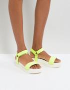 New Look Neon Sports Strap Flatform Sandals - Green