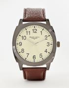 Brave Soul Mens Full Figure Dial Watch In Gunmetal And Tan-brown