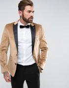 Gianni Feraud Premium Velvet Blazer With Satin Collar - Stone