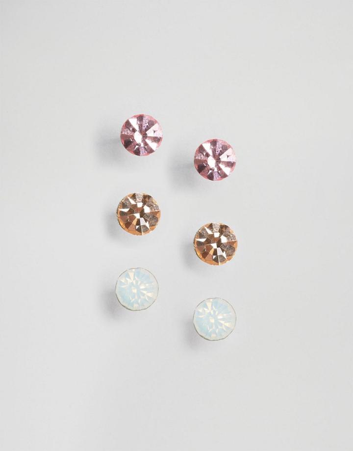 Cara Ny 3 Rhinestone Stud Earring Set - Clear