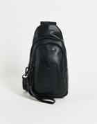 Smith & Canova Leather Crossbody Bag In Black