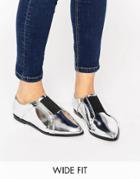 Asos Mighty Wide Fit Pointed Flat Shoes - Silver