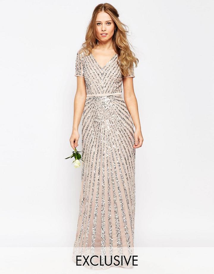 Maya Sequin All Over Maxi Dress - Pink
