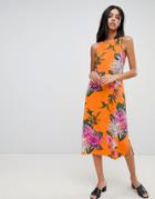 Warehouse Chrysanthemum Cami Dress - Orange