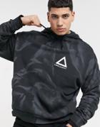 Asos Unrvlld Spply Oversized Hoodie In Washed Black With Multi-placement Logo