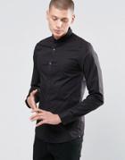 Only & Sons Skinny Shirt With Button Down Collar With Stretch - Black