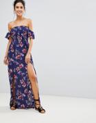 New Look Shirred Angel Sleeve Beach Maxi Dress - Navy